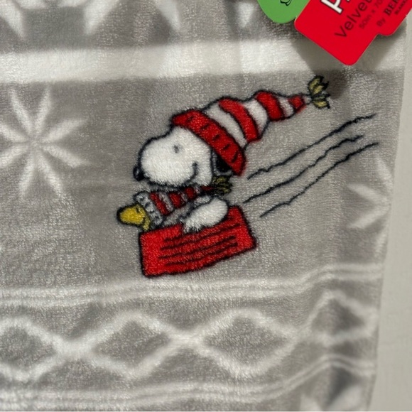 PEANUTS Snoopy Woodstock VelvetLoft Throw 50"x70” Sledding Ice Skating NEW - Picture 9 of 9